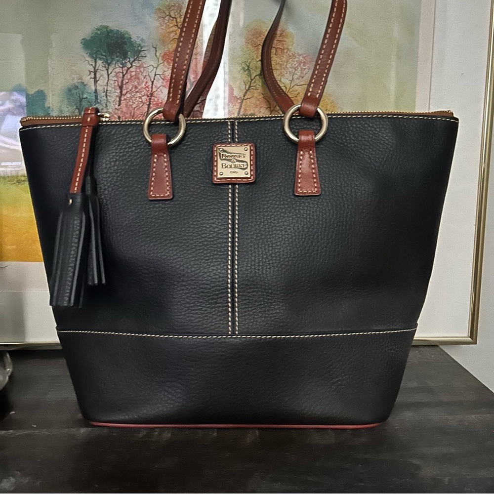 Dooney & Bourke Black Leather Tobi Tote Bag